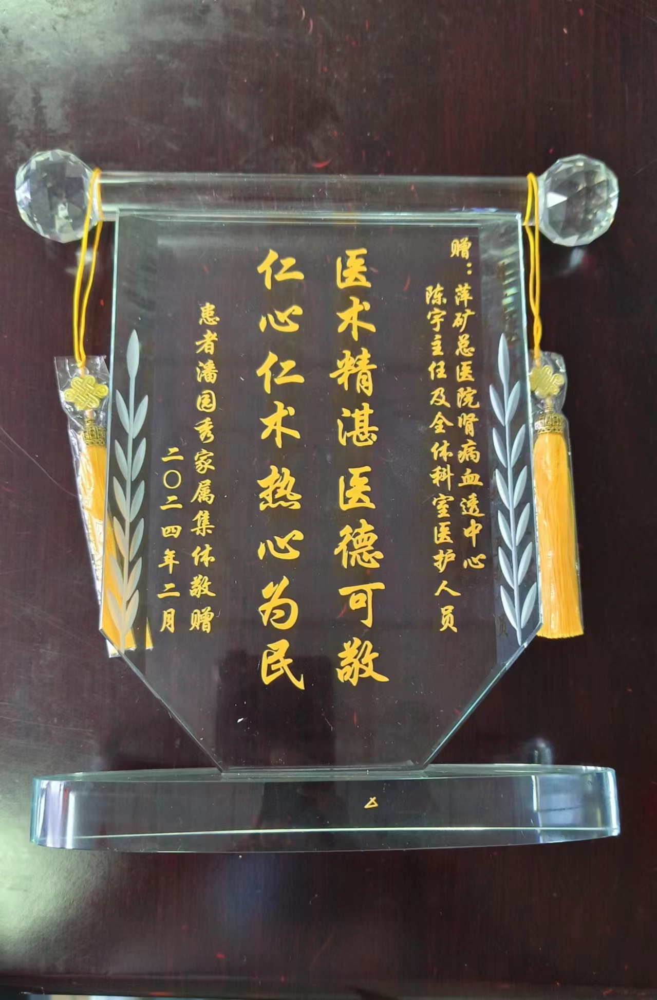 锦旗感谢 | 中医肾病科患者对中医肾病科及血透中心陈宇主任及全体医护人员表示感谢